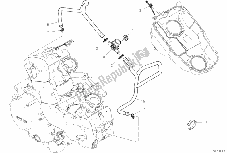 All parts for the Secondary Air System of the Ducati Hypermotard 950 Thailand 2020